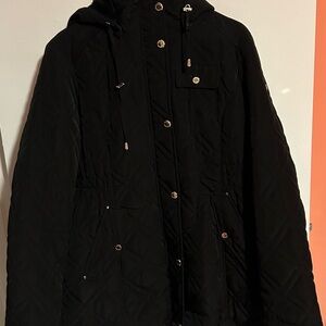 Laundry By Shelli Segal Black Quilted Faux Shearling Lined Jacket/Coat